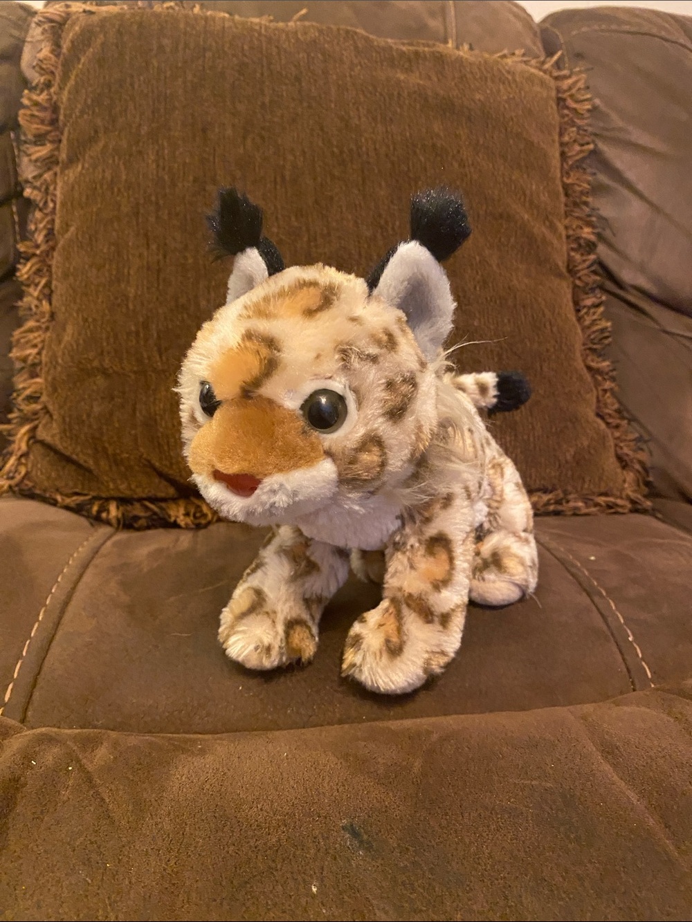Spotted Wildcat Plush Stuffed Animal - Soft Brown/Cream Cuddly Toy
